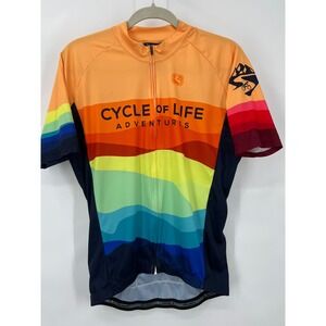 Giordana Mens XL Cycle of Life Cycling Jersey Colorful Bright Rainbow Italy